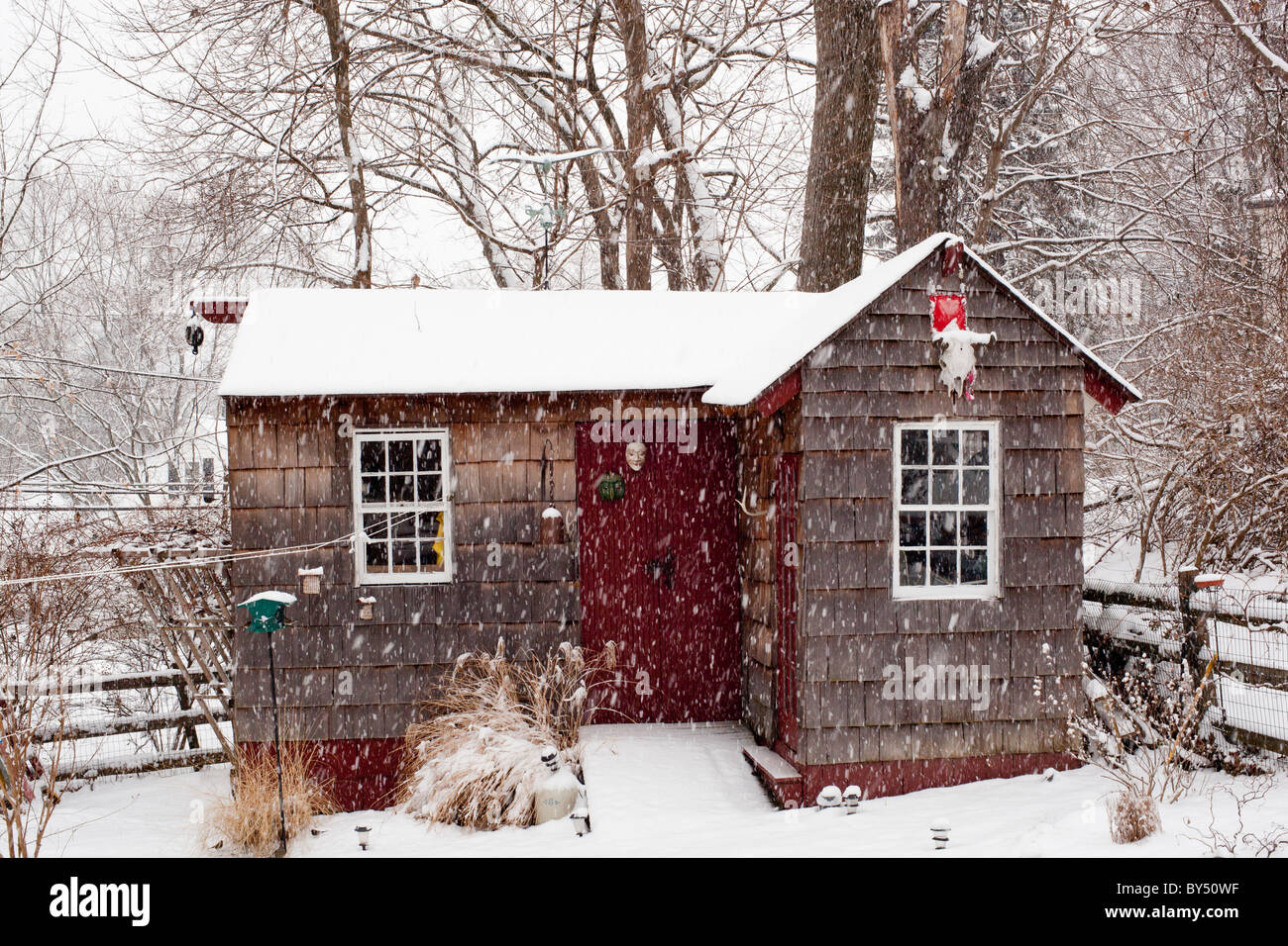 Passo durante la bufera di neve Foto Stock