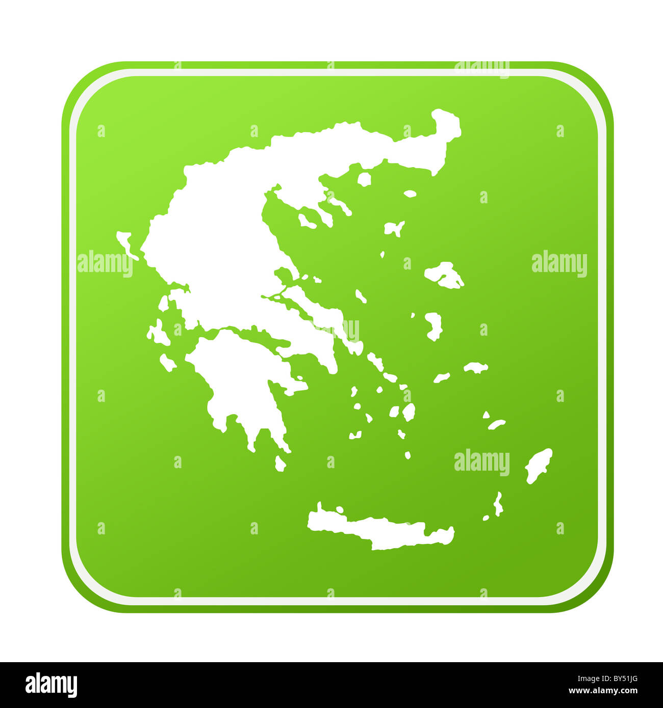 Stagliano mappa della Grecia sul verde pulsante Eco, isolato su sfondo bianco. Foto Stock