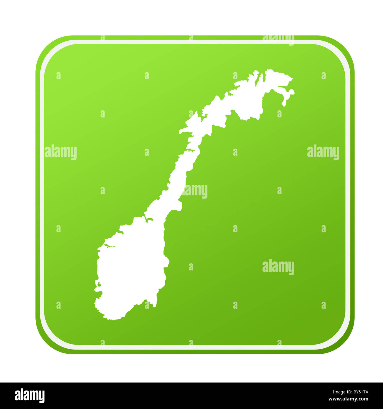 Stagliano mappa di Norvegia su verde pulsante eco, isolato su sfondo bianco. Foto Stock