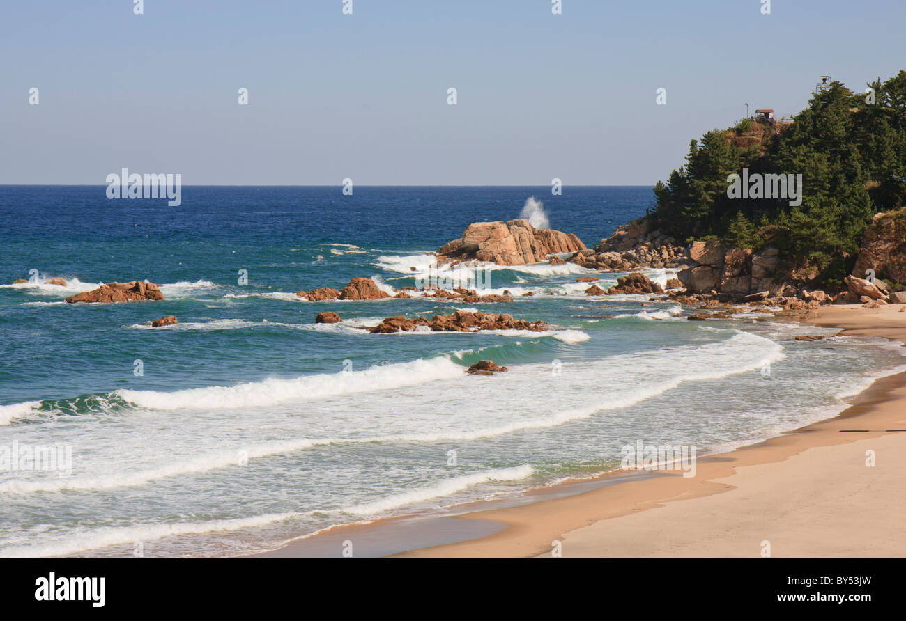 Hajodae Beach, a est del mare, Corea del Sud Foto Stock