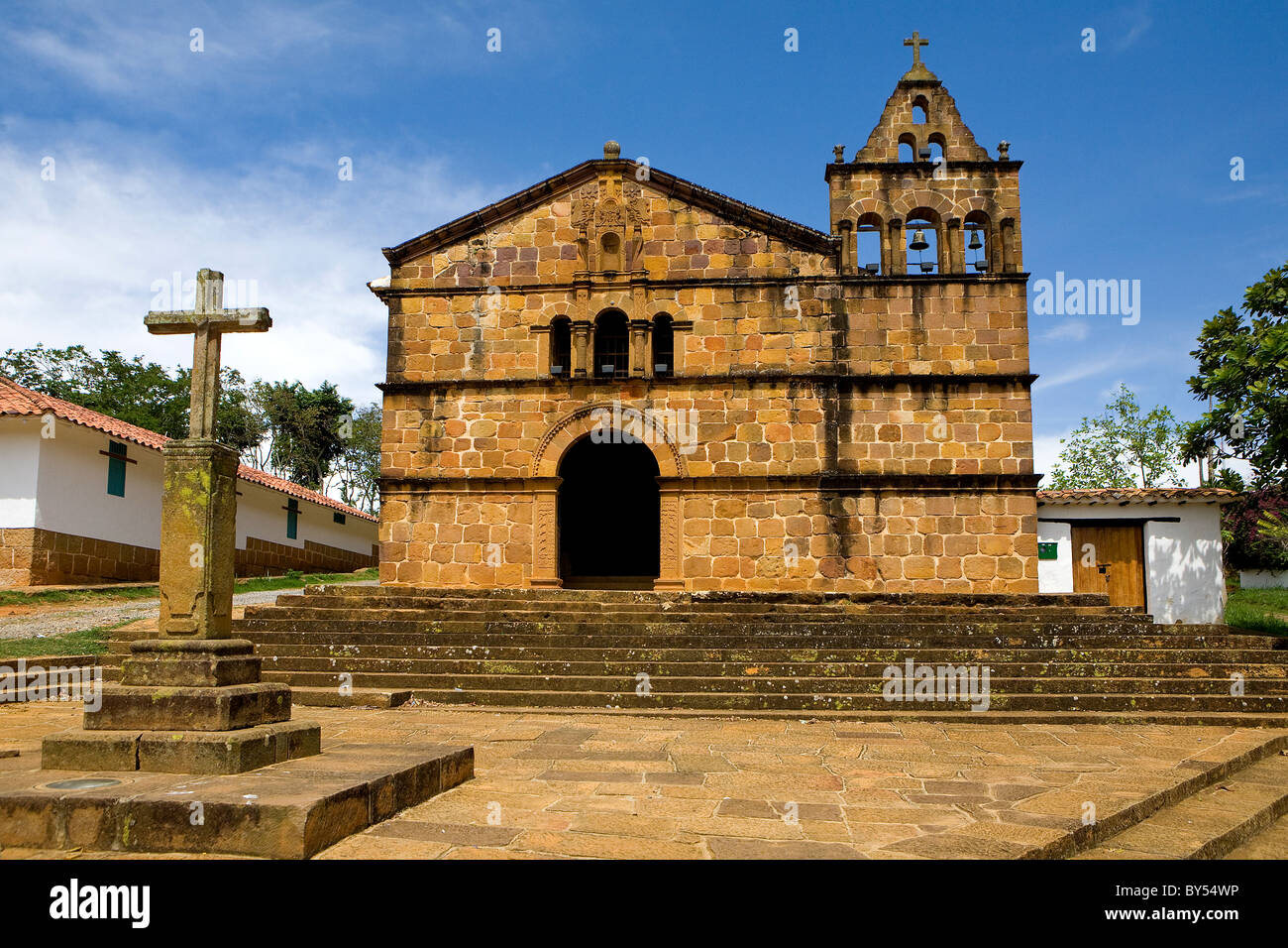 Bella chiesa in Barichara, Colombia Foto Stock