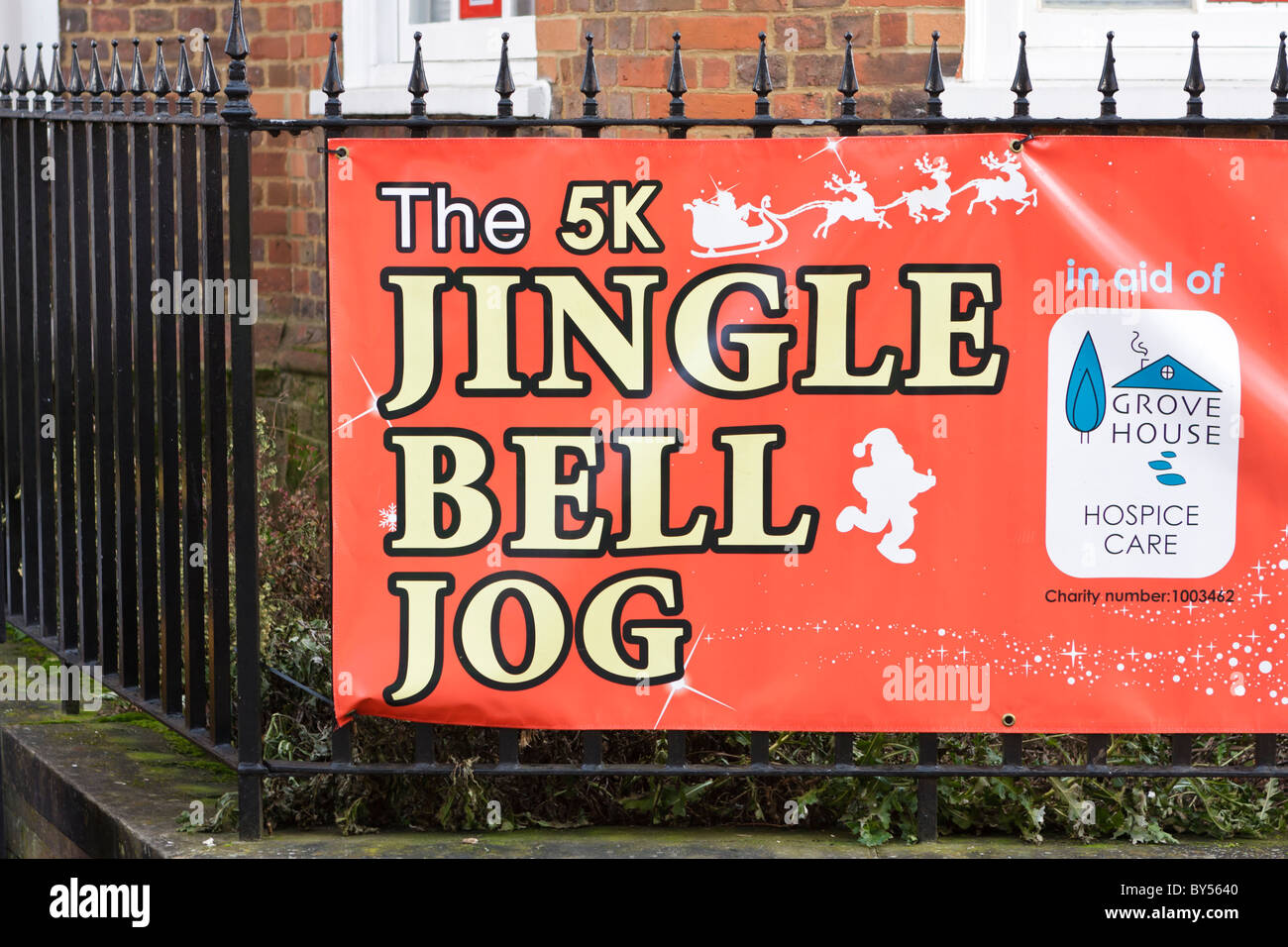 Banner per il St Albans Jingle Bell Jog fun run Foto Stock