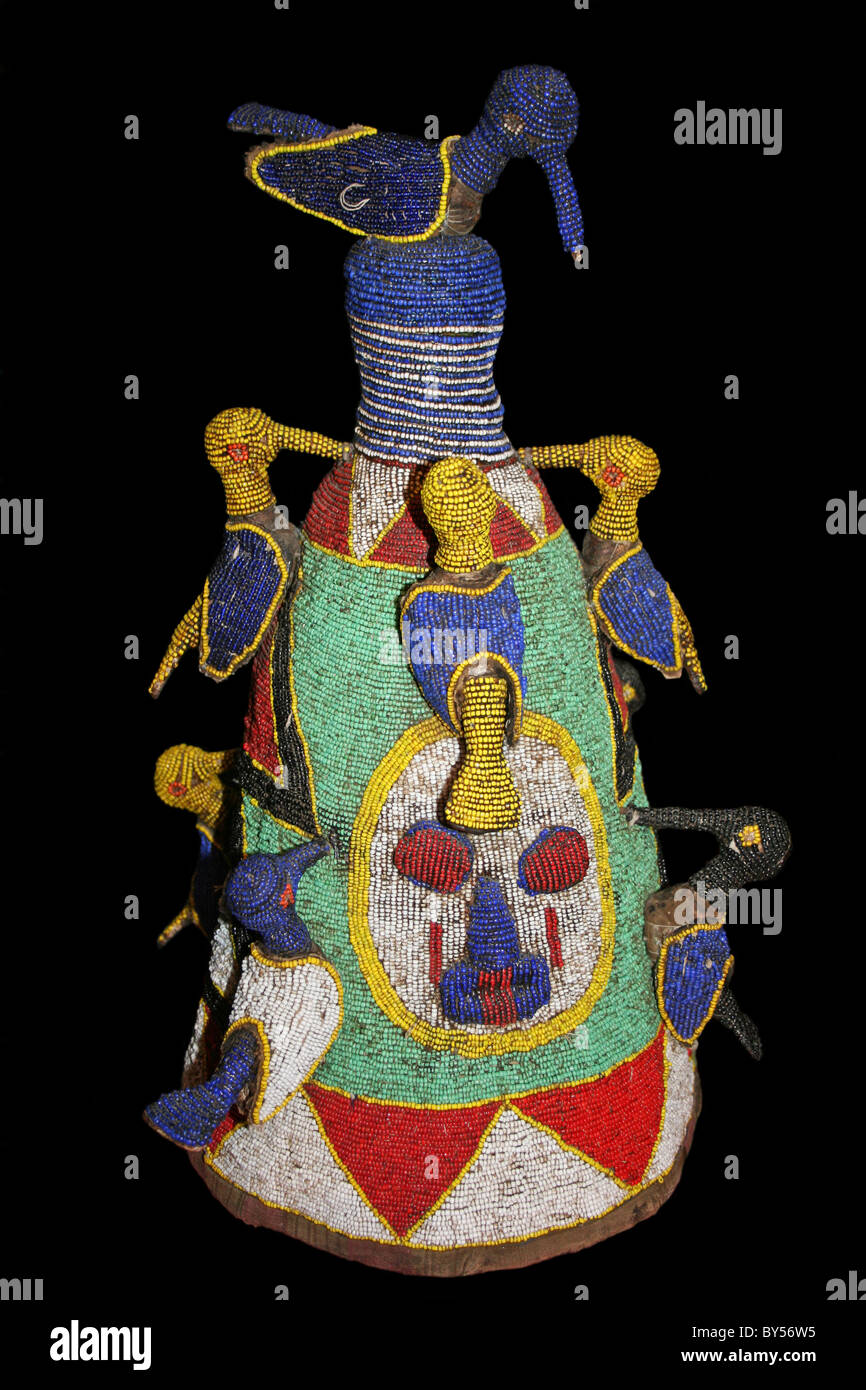 In perline africana maschera, Igbo Nigeria Foto Stock