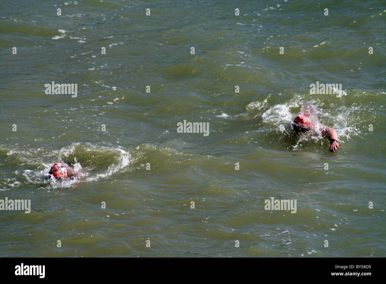 Buddy formazione nel porto di dover fare un tentativo di nuoto il canale.scommetto che le acque fredde. Foto Stock