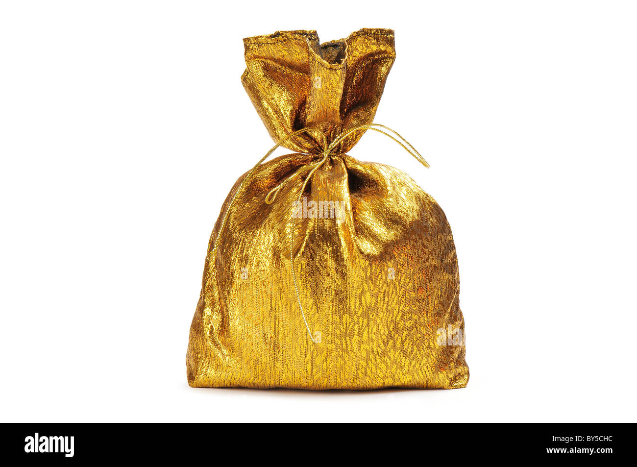 Borsa oro isolate su sfondo bianco Foto Stock