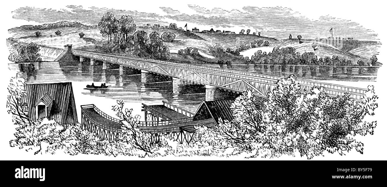Nel 1861, le truppe dell'Unione pronti a invadere la Virginia. Una colonna è stata per attraversare il ponte acquedotto a Georgetown, Virginia. Foto Stock