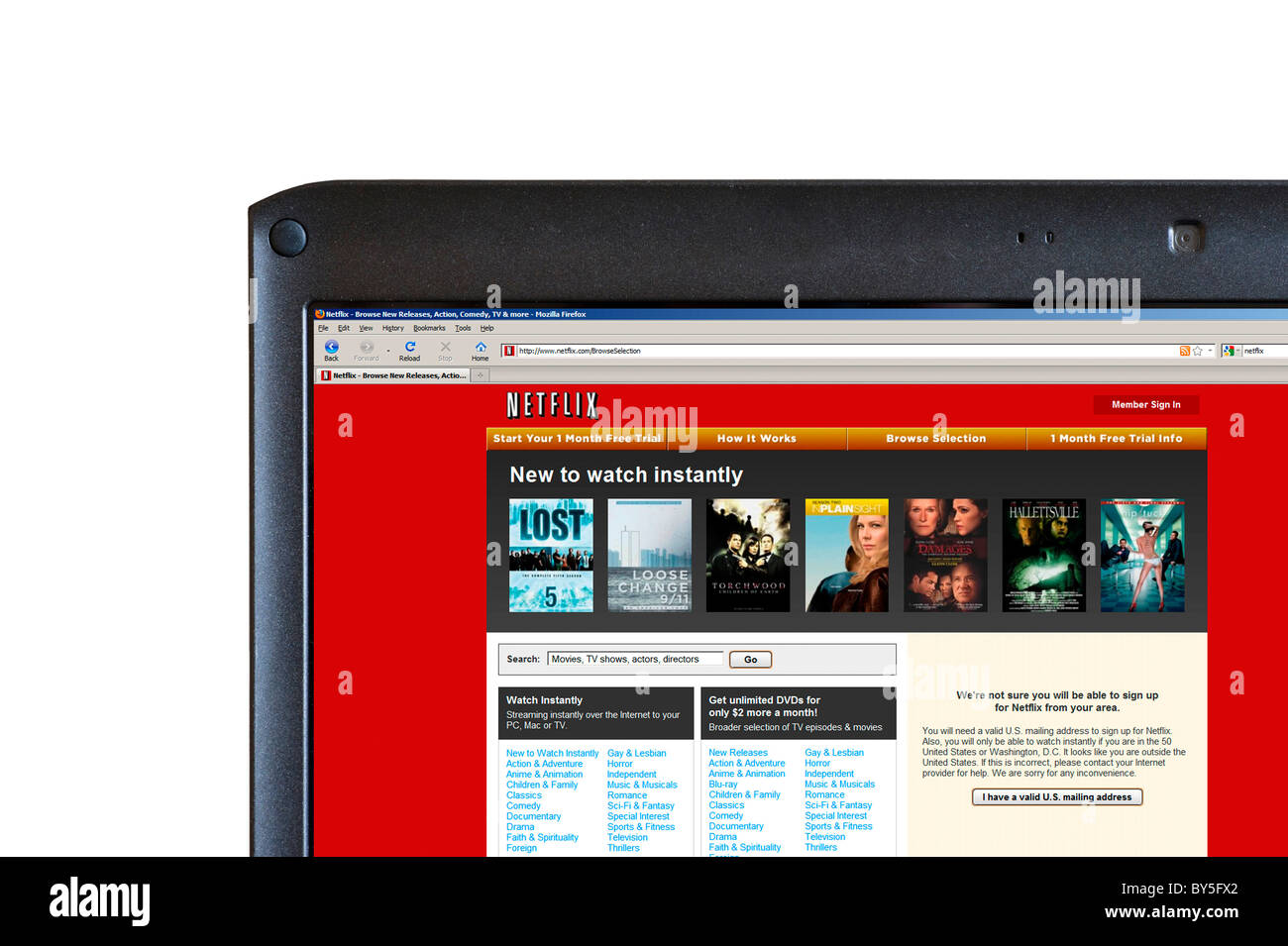 Il NetFlix.com online di film e DVD Noleggio del sito, STATI UNITI D'AMERICA Foto Stock