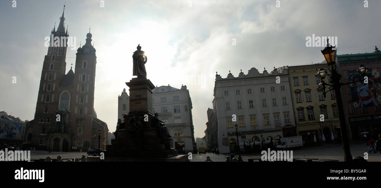 Sera, Piazza del Mercato, Cracow Polonia Foto Stock