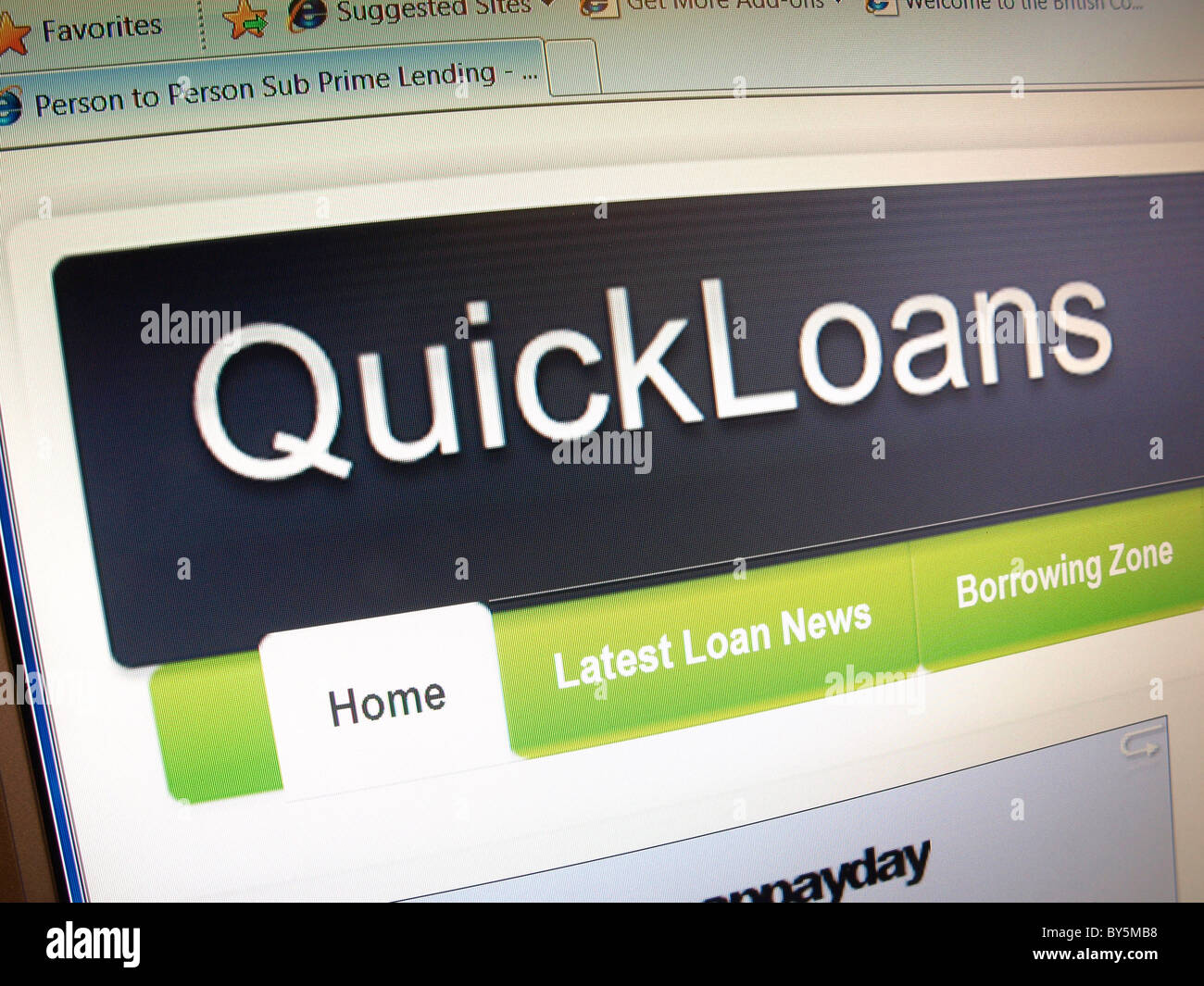 QuickLoans "persona a persona sub-prime lending' è un online payday loan service che gli oneri molto elevati tassi di interesse Foto Stock
