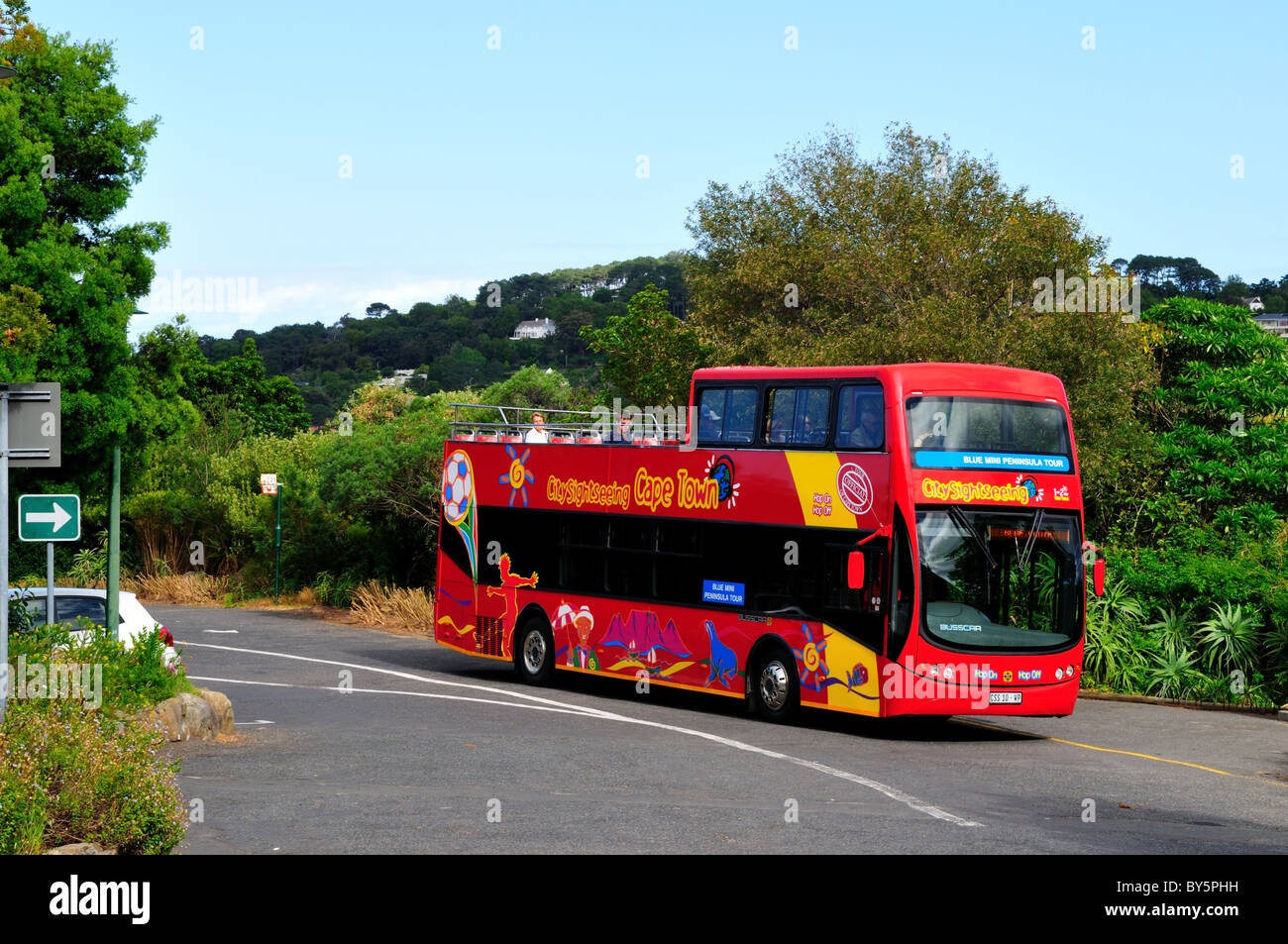 Double Decker bus tour. Il Kirstenbosch National Botanical Garden. Cape Town, Sud Africa. Foto Stock