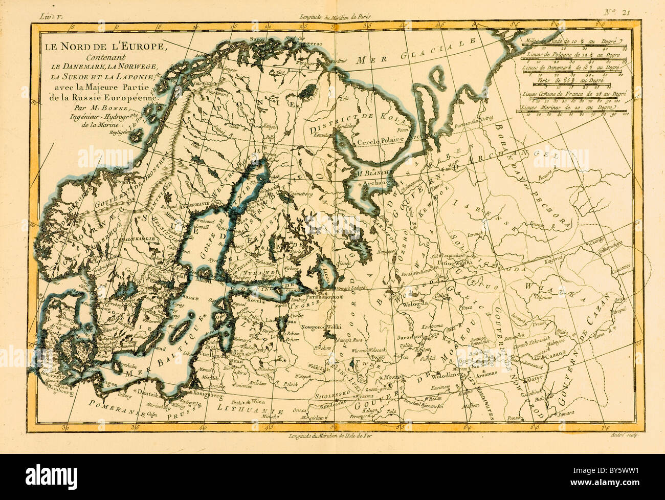 Mappa del nord Europa, circa.1760. Foto Stock