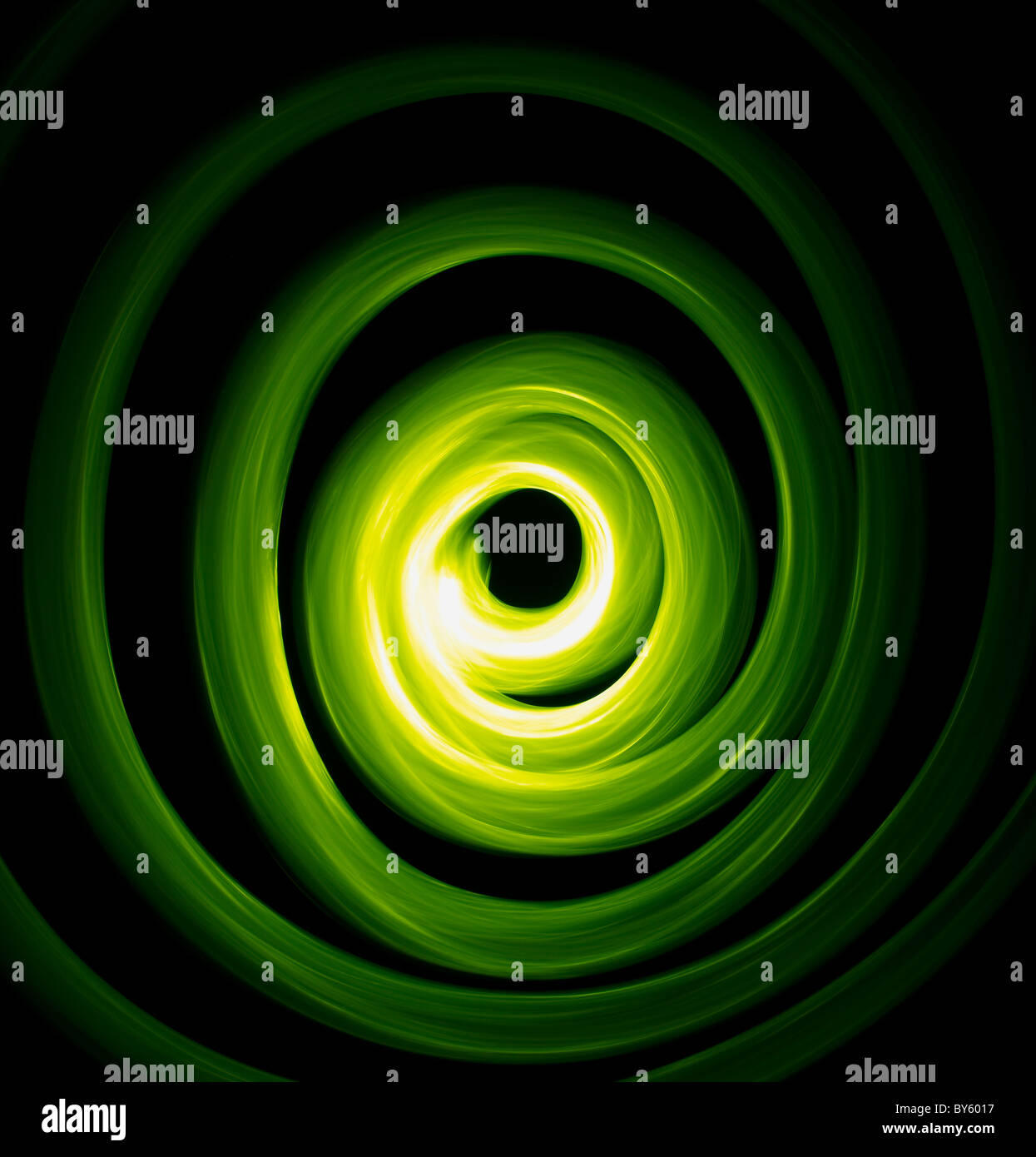 Verde di striature di turbolenza della curva di luce a spirale di colore Foto Stock