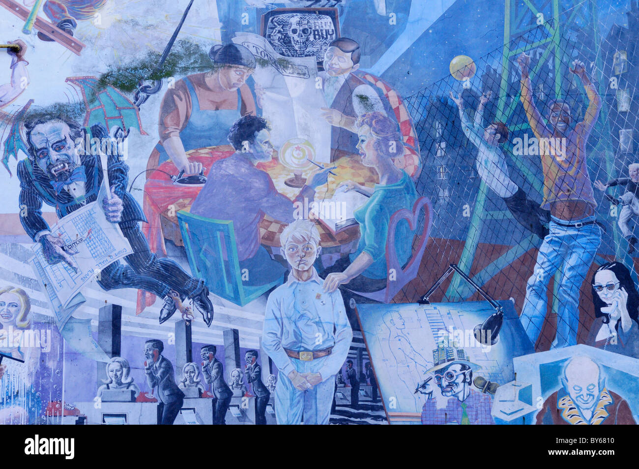 Street murale, Tottenham Court Road, Londra, Inghilterra, Regno Unito Foto Stock