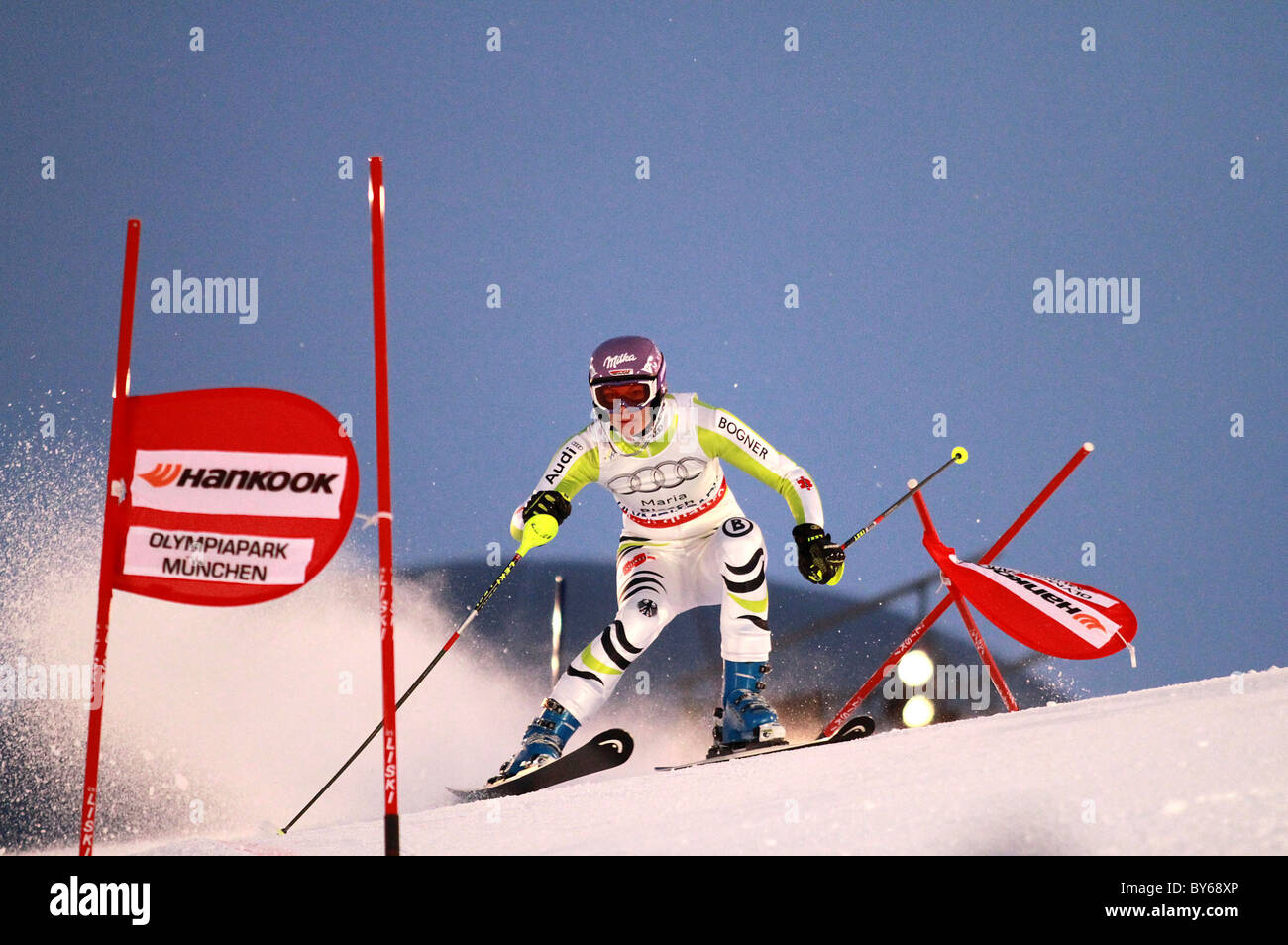 Maria Riesch, Germania , Deutschland - MUENCHEN, 02.01.2011, slalom parallelo Olympiaberg, Coppa del Mondo di sci alpino Foto Stock