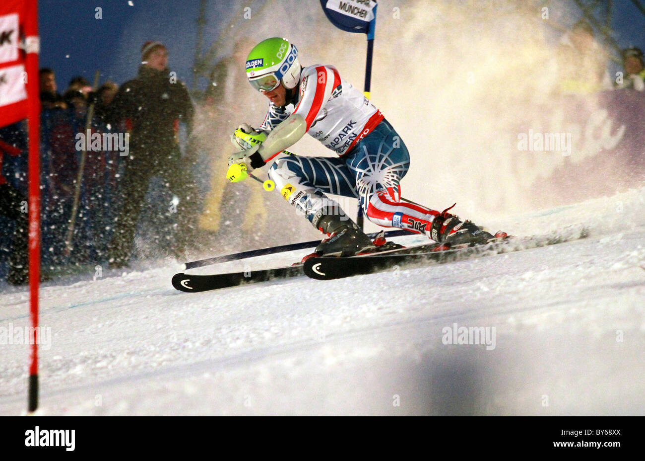 Bode Miller, STATI UNITI D'AMERICA, terzo posto nella gara mens MUENCHEN, 02.01.2011, slalom parallelo Olympiaberg, Coppa del Mondo di sci alpino Foto Stock