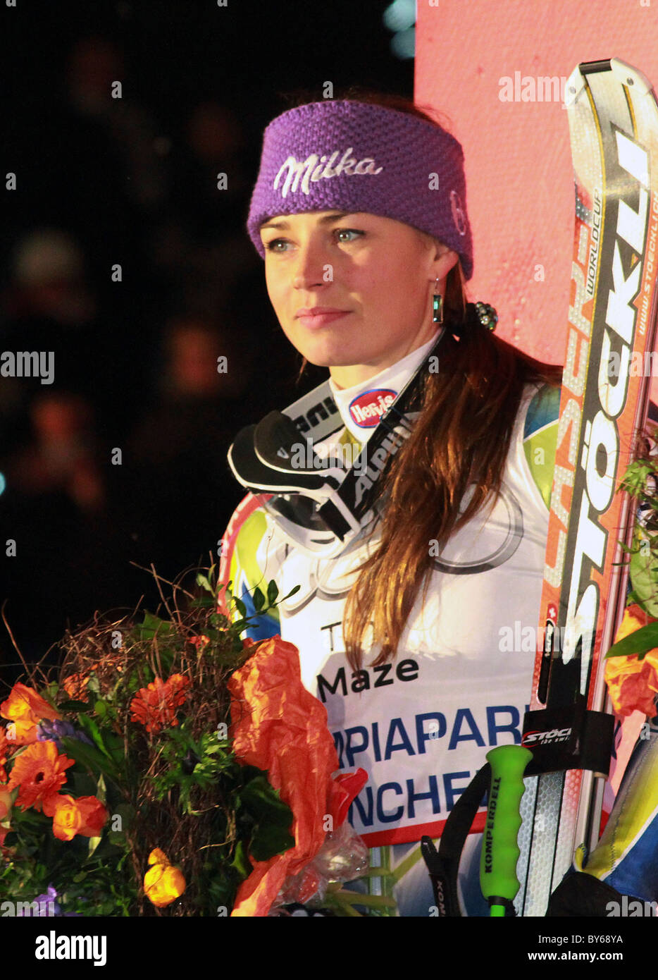 Tina MAZE, Slovenia, runner fino nella gara femminile - MUENCHEN, 02.01.2011, slalom parallelo Olympiaberg, Coppa del Mondo di sci alpino Foto Stock