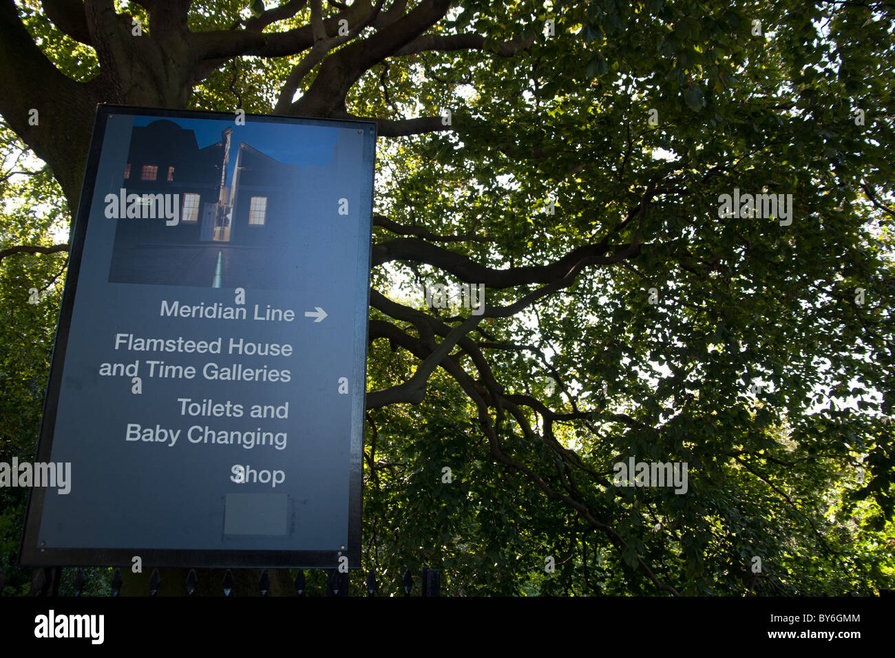 Il parco di Greenwich, linea Meridiana, Londra. Foto Stock