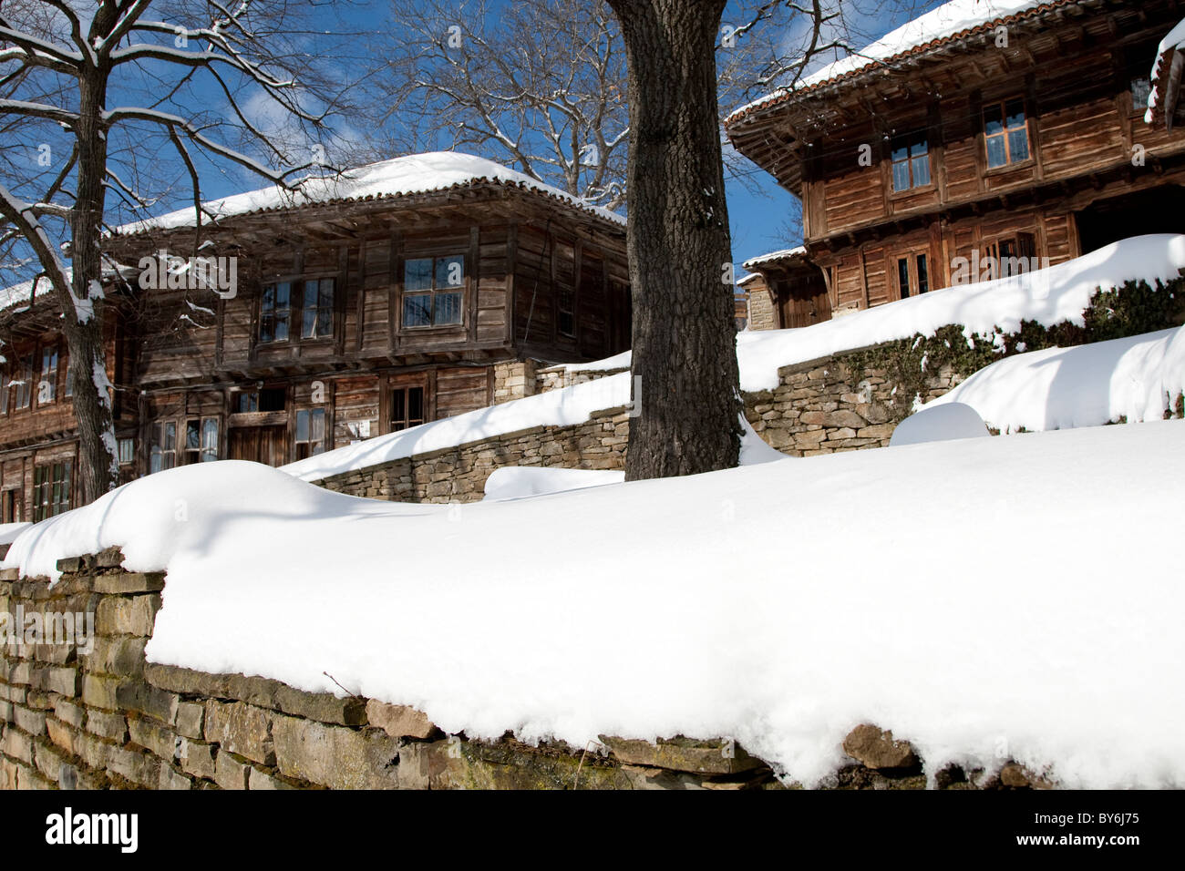 Zheravna in inverno la Bulgaria Foto Stock