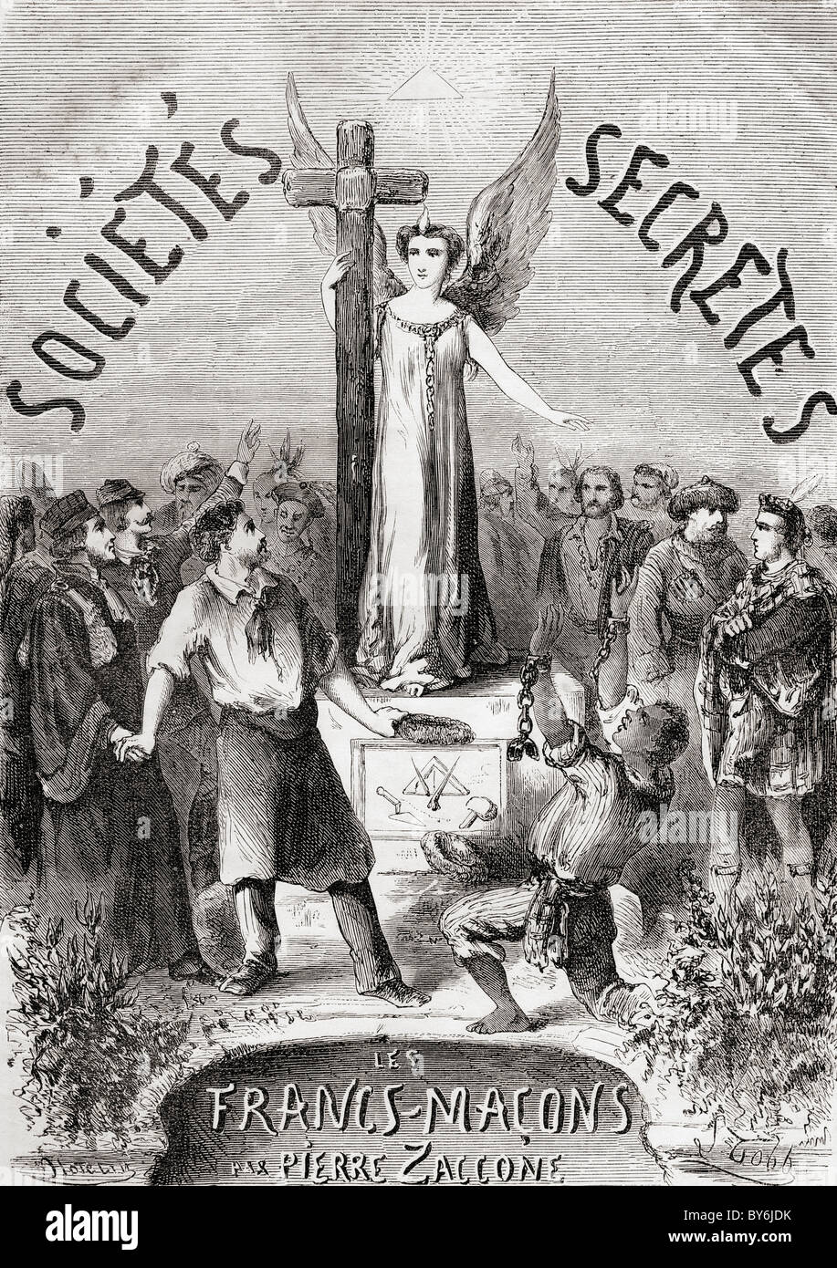 Frontespizio da Societes secerne, Les Maçons franchi pubblicato circa. 1867. Foto Stock