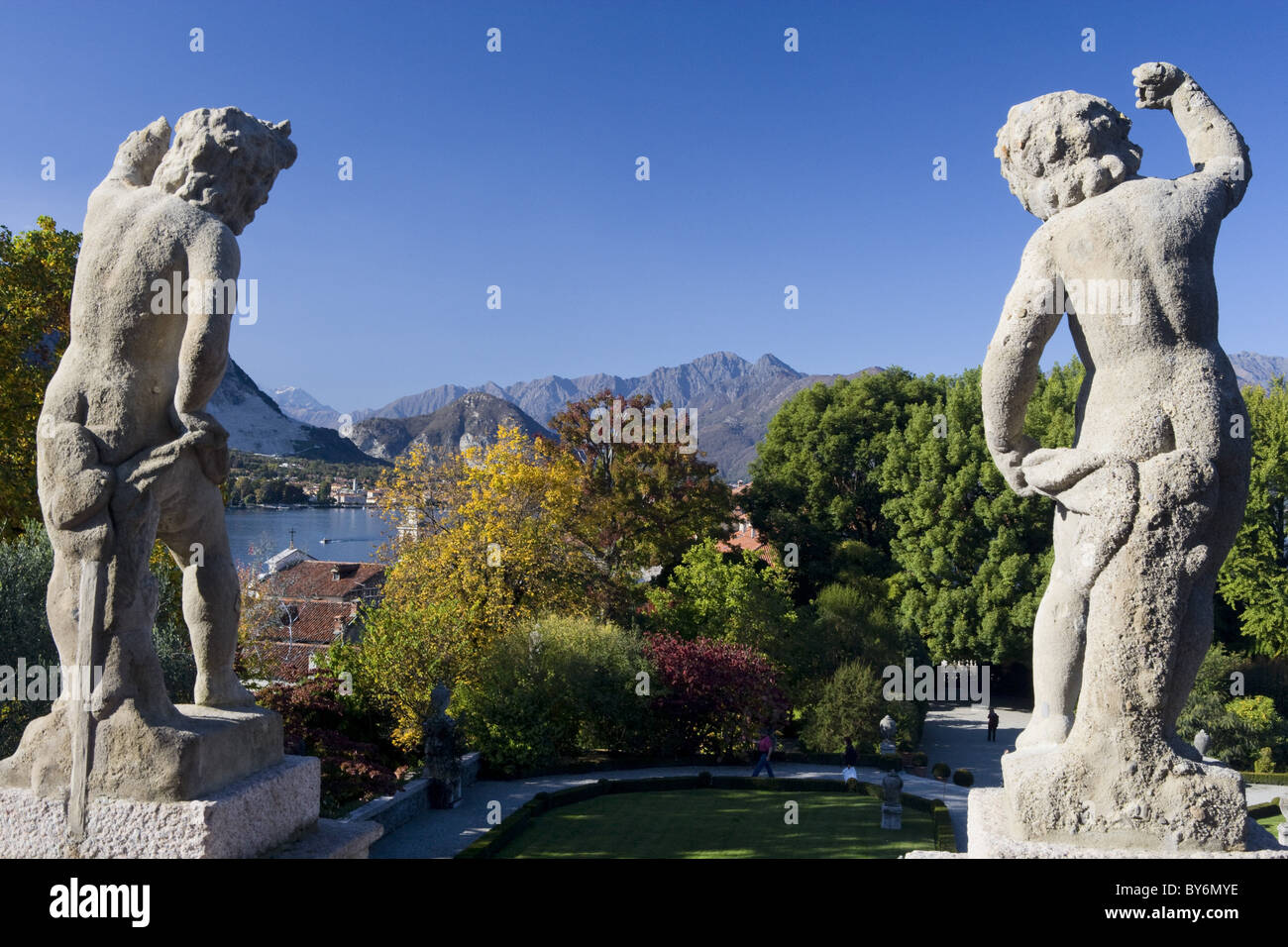Giardino di Palazzo barocco Borromeo, Isola Bella, Lago Maggiore, Piemonte, Italia Foto Stock