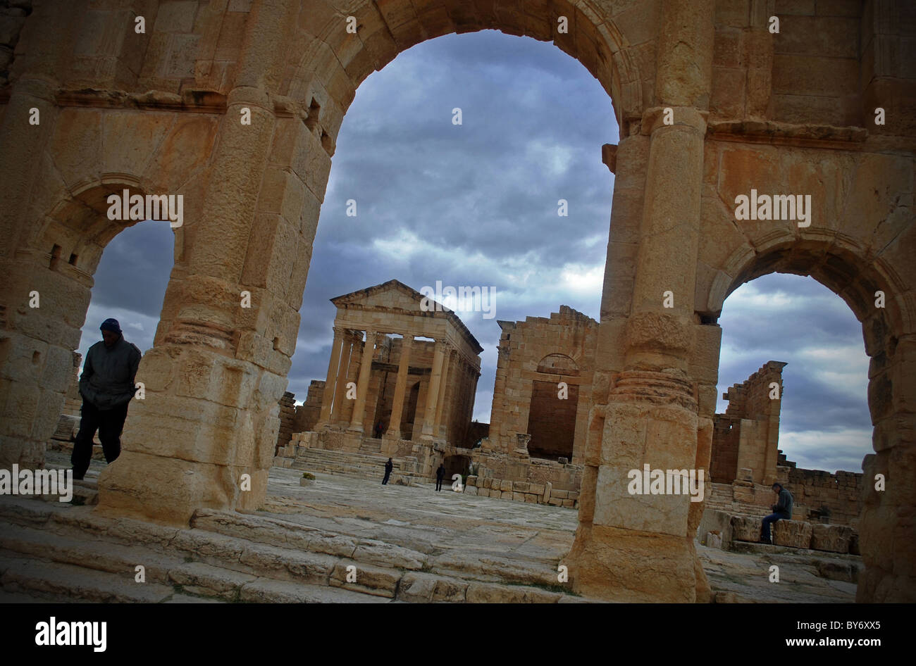 Foro romano a Sbeitla, Tunisia Foto Stock