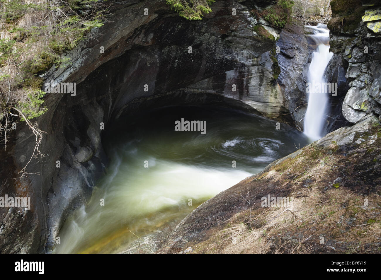 La cascata e piscina, Malta River, Valle di Malta, Parco Nazionale degli Hohe Tauern, Carinzia, Austria Foto Stock