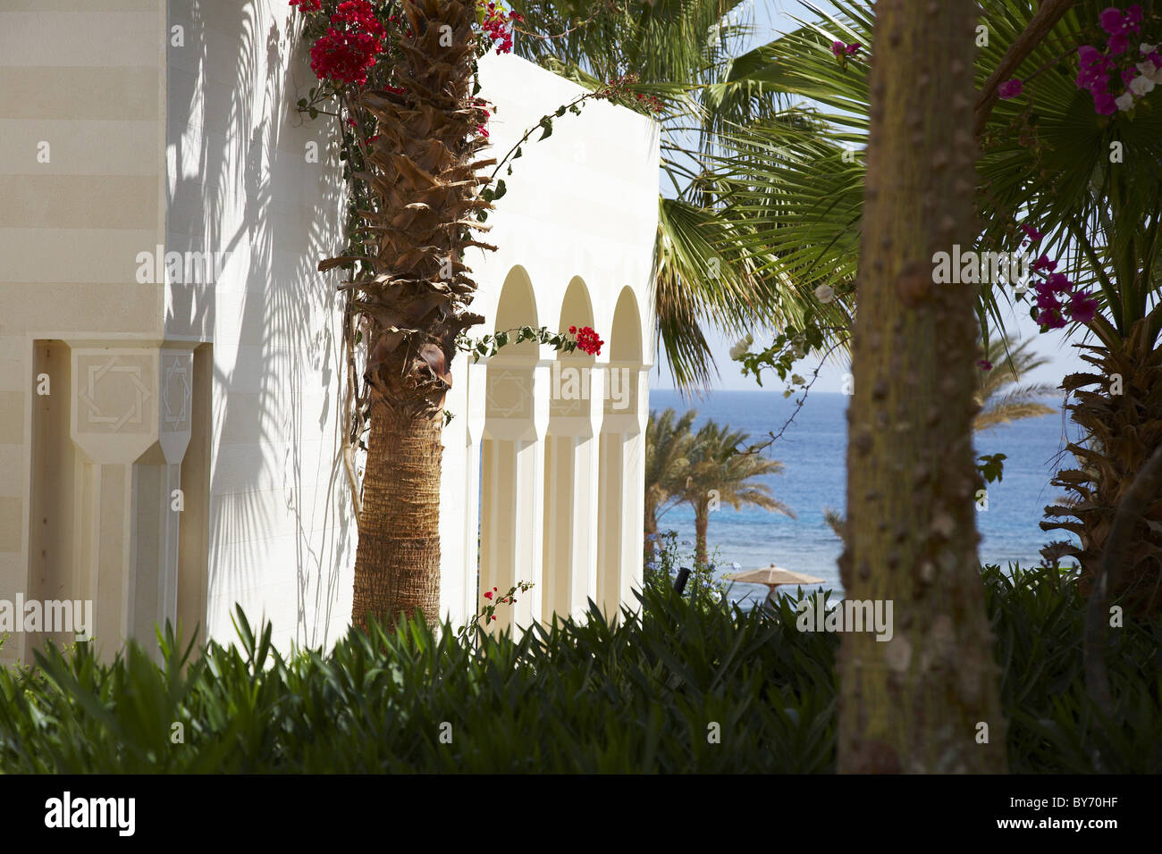 Giardino di The Oberoi Sahl Hasheesh Hotel, Egitto Foto Stock