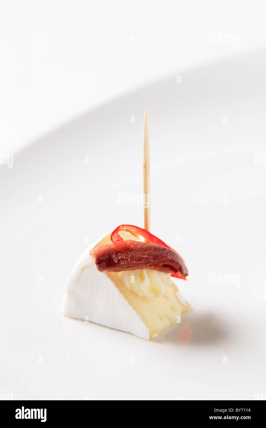 Formaggio antipasti su un bastone Foto Stock