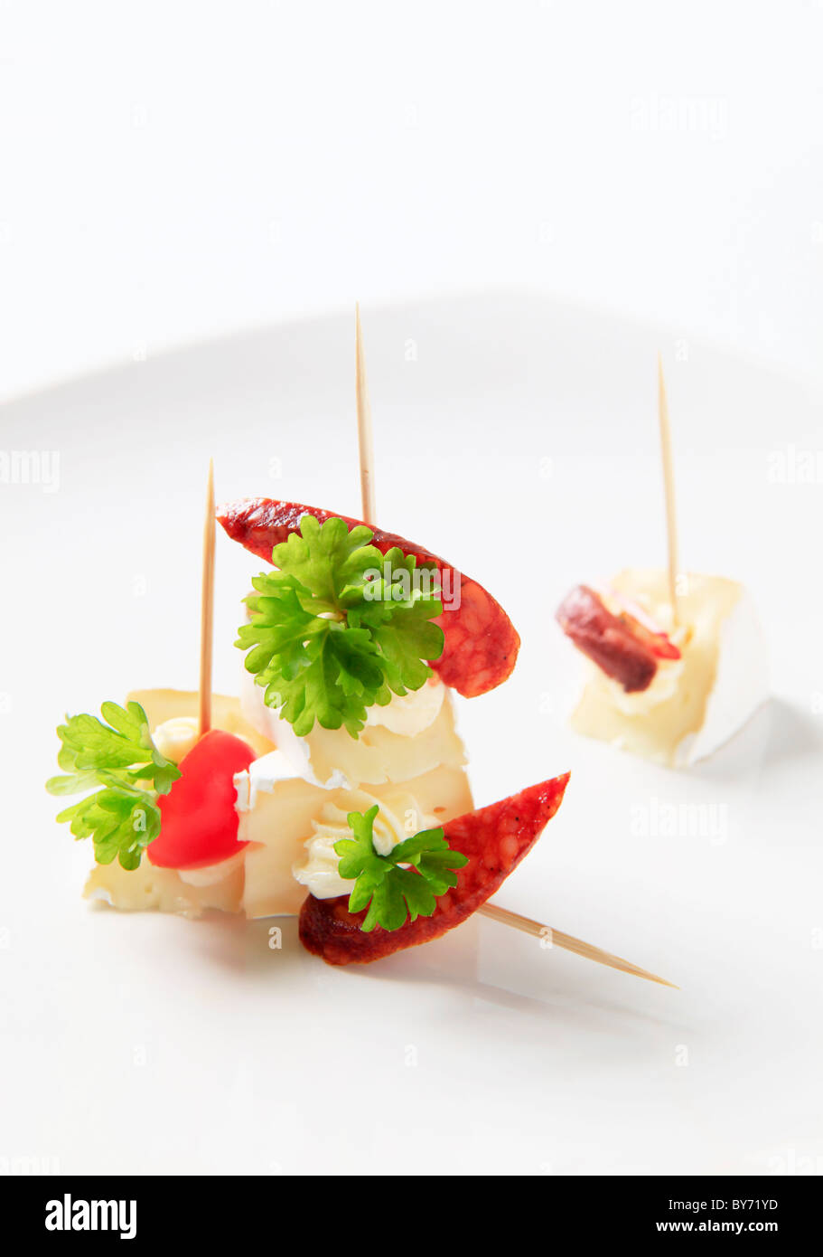 Formaggio antipasti su bastoni Foto Stock