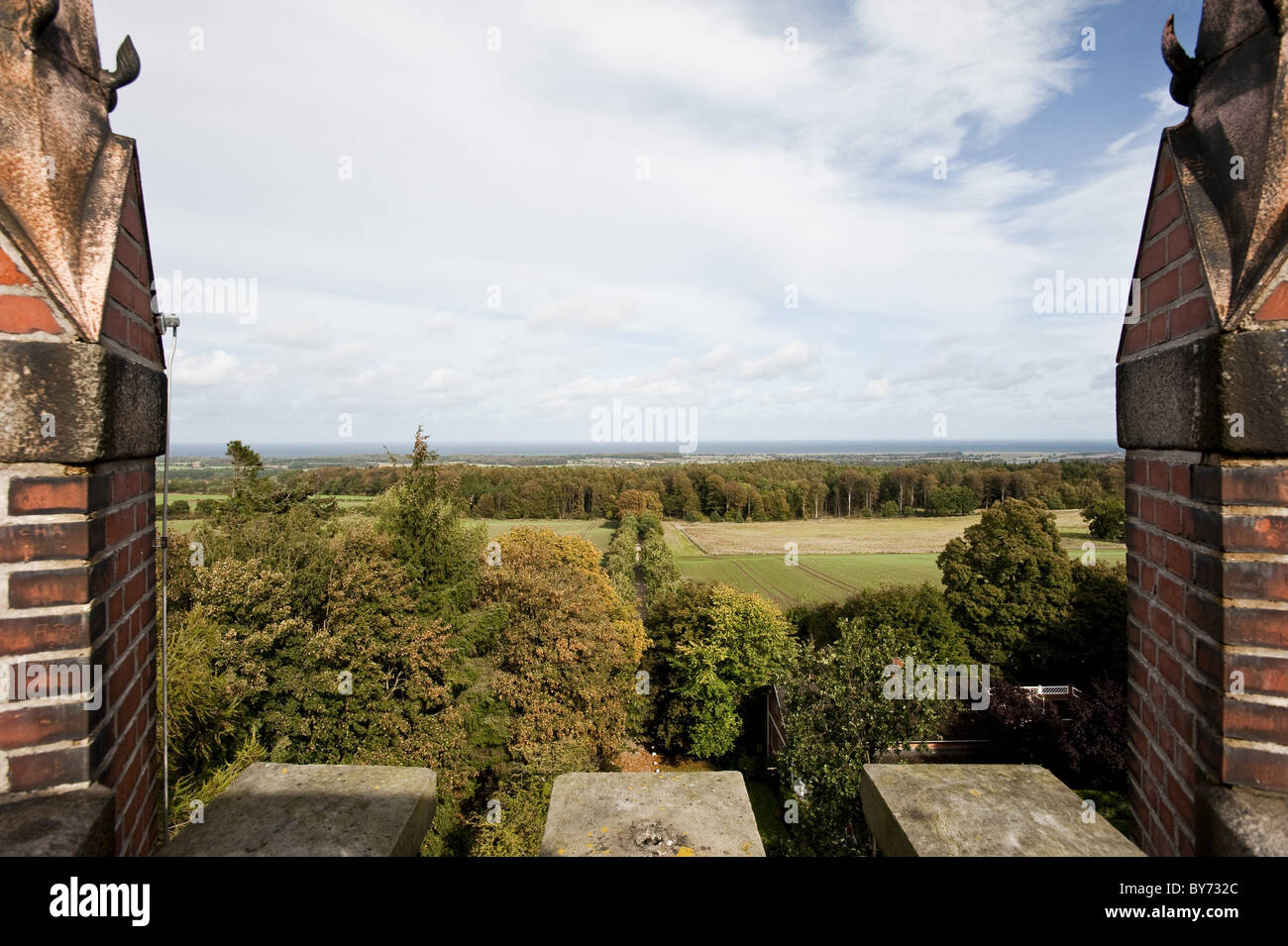 Vista da Hessenstein torre di osservazione, Gut Panker, Ostsee, Panker, Ploen, Schleswig-Holstein, Germania Foto Stock