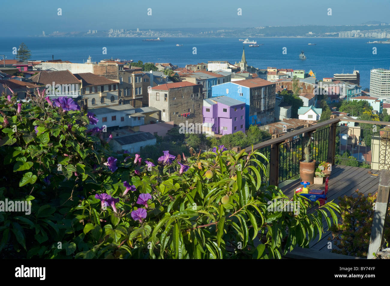 Valparaiso, in Cile con Harbour Foto Stock