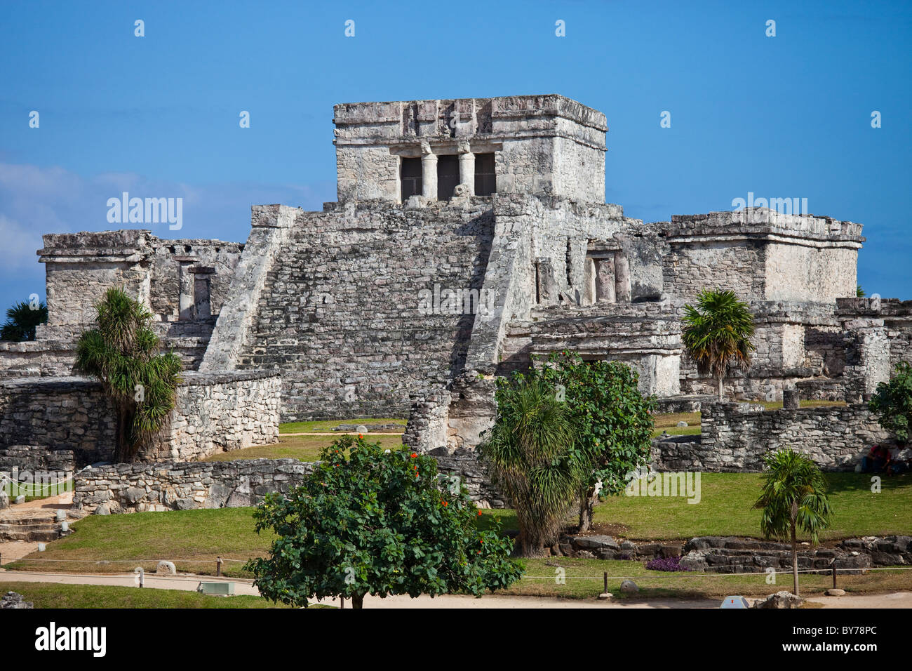 El Castillo, Tulum, rovine maya sulla penisola dello Yucatan, Messico Foto Stock