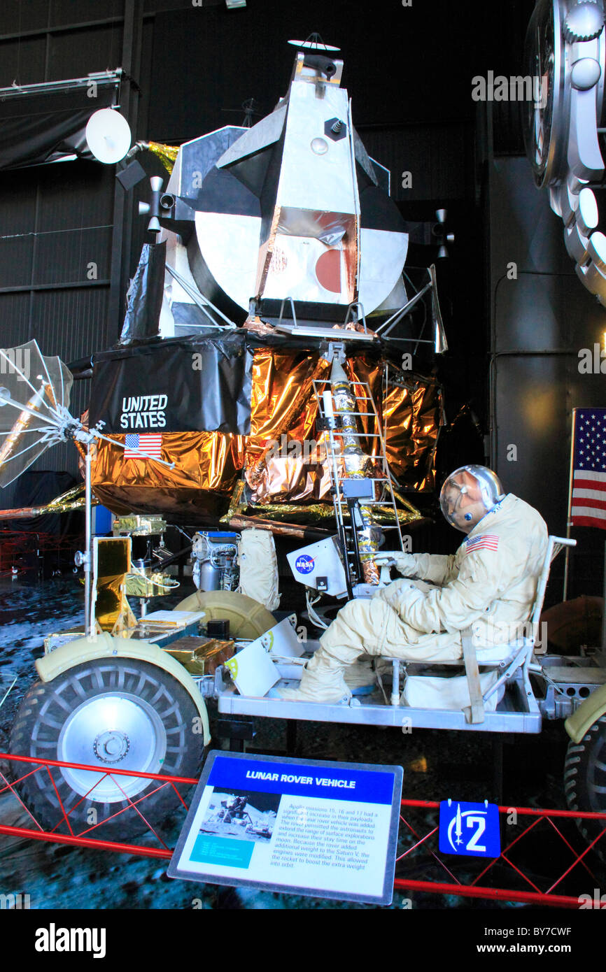 Rover lunari presentano, U.S. Space & Rocket Center di Huntsville, Alabama, STATI UNITI D'AMERICA Foto Stock