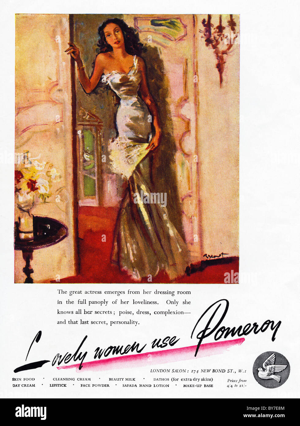 Cosmetici Pomeroy annuncio nella rivista femminile negli anni quaranta annuncio Foto Stock