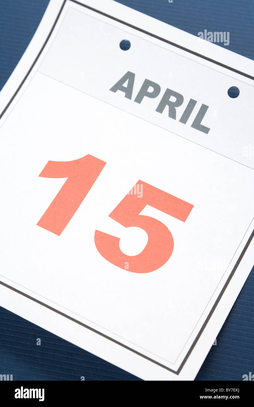 Imposta il giorno, data di calendario aprile 15 per lo sfondo Foto Stock