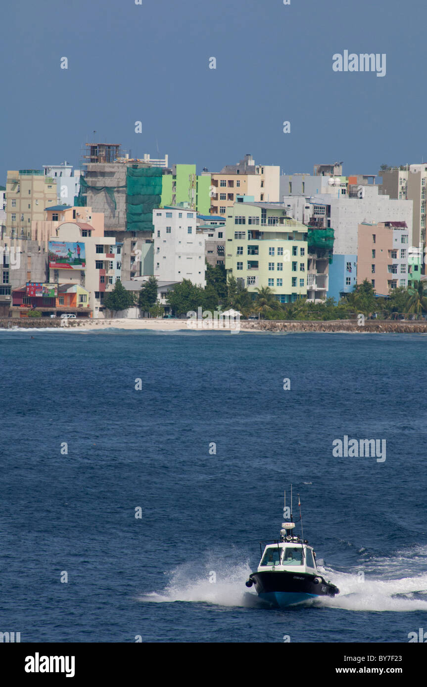 Maldive, maschio. Isola e città capitale dell'arcipelago delle Maldive. Foto Stock