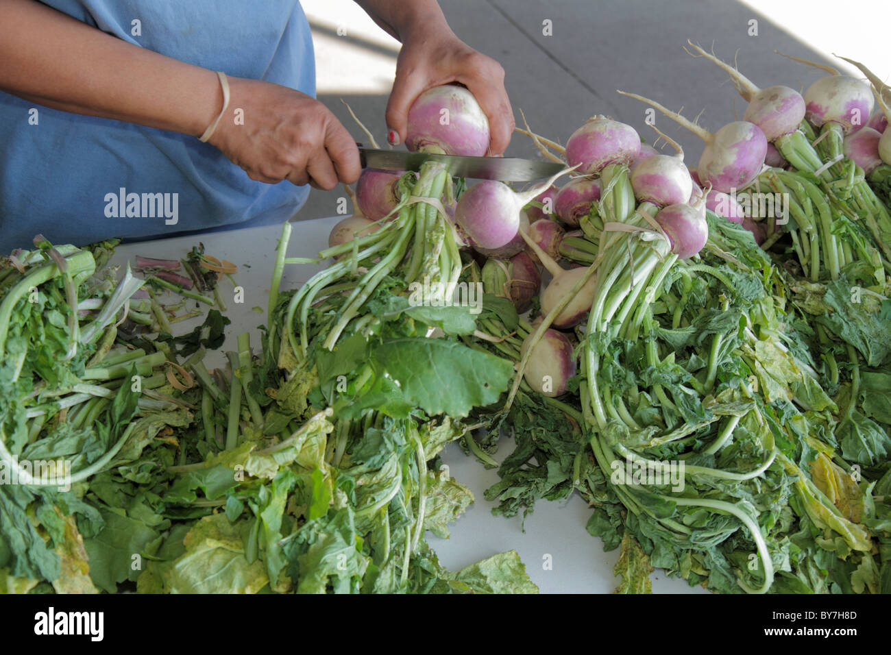 Nashville Tennessee,mercato agricolo di Nashville,agricoltura,produzione locale,produzione,ortaggi a radice,freschi,rapa,sostenibilità,movimento verde,neri Foto Stock
