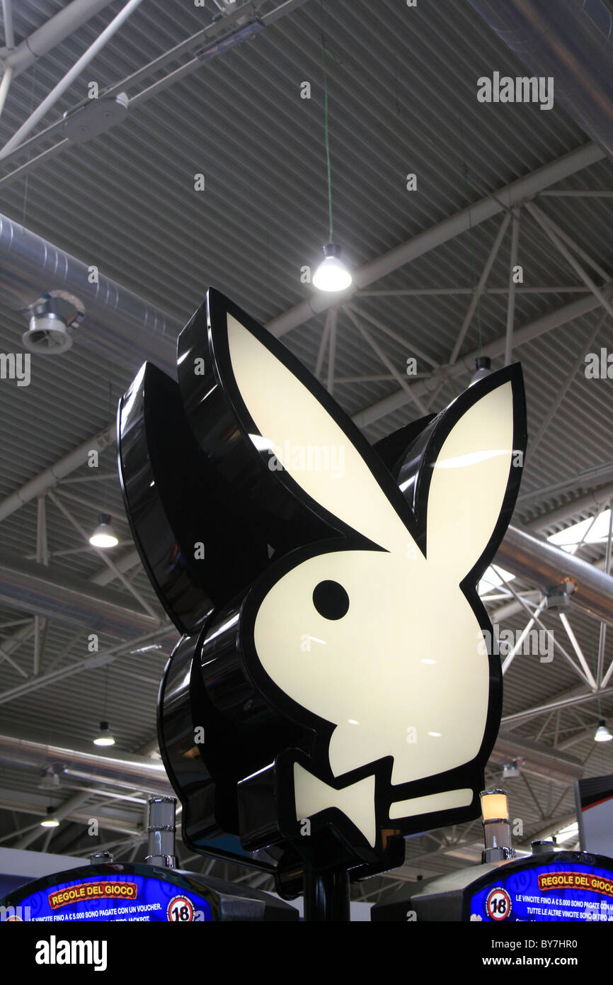 Logo playboy simbolo alla fiera commerciale Foto Stock