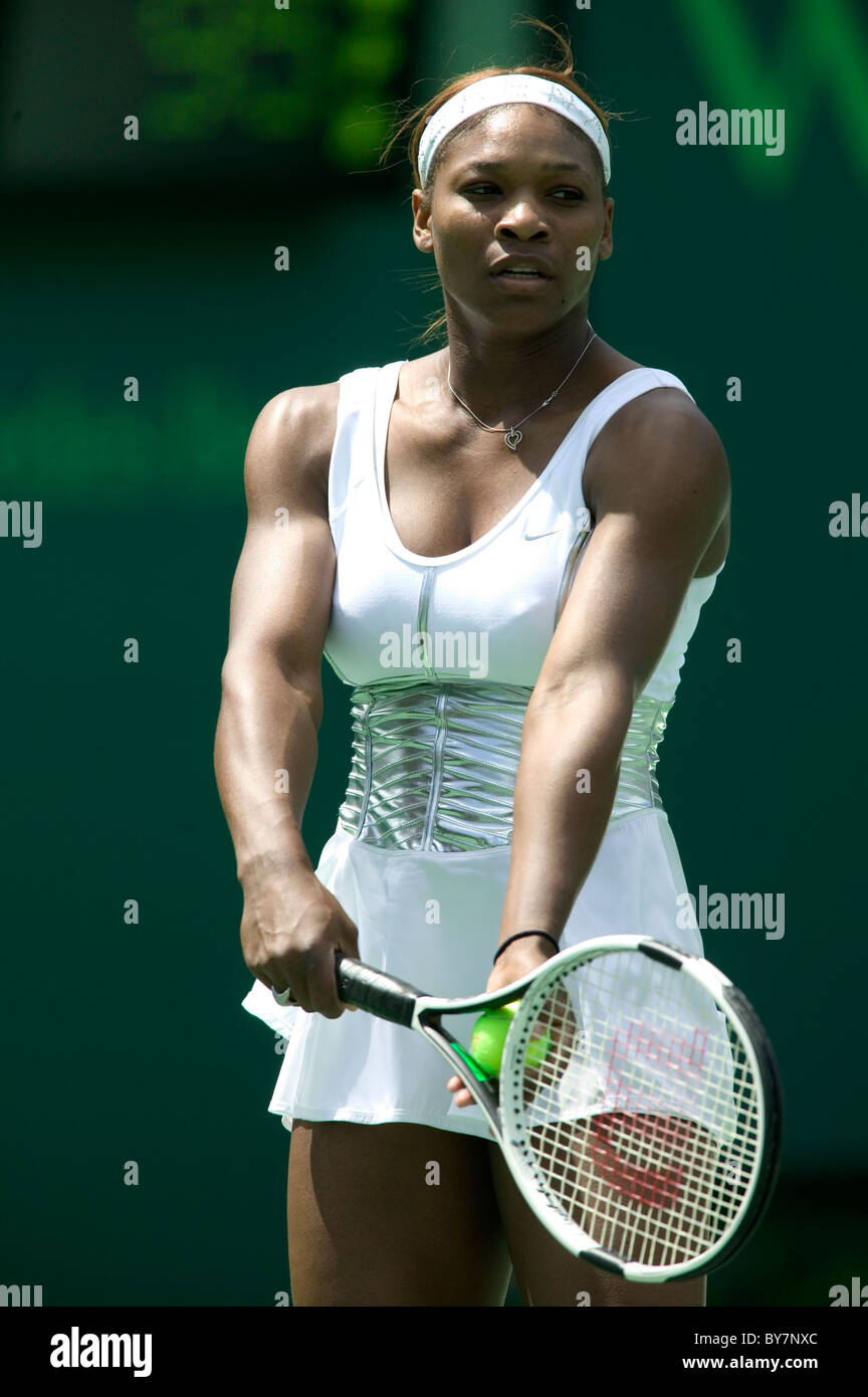 Serena Williams (USA) competono al Nasdaq 100 Tennis, Marzo 26, 2004. Foto Stock