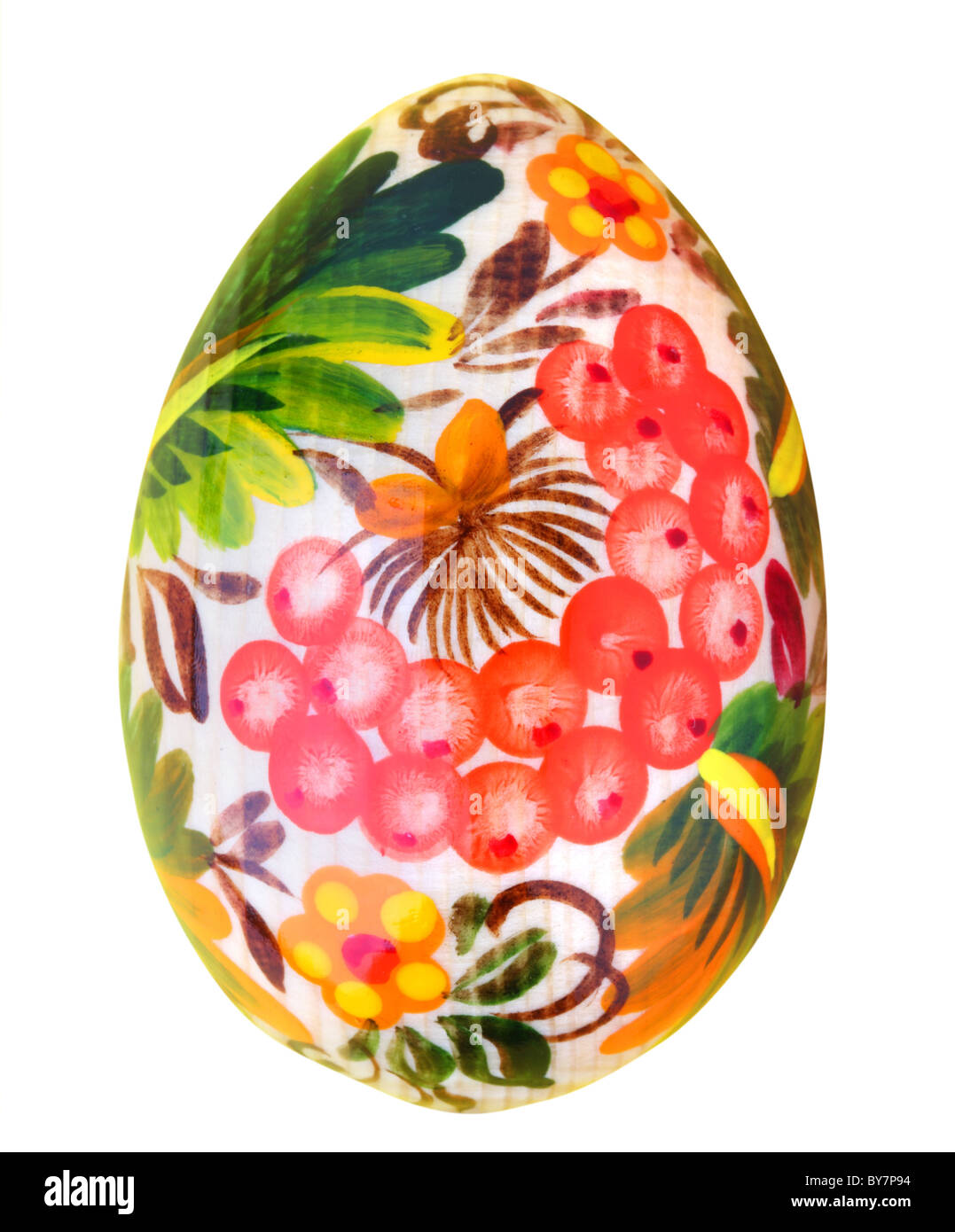 Dipinto di uovo di pasqua isolato su sfondo bianco Foto Stock