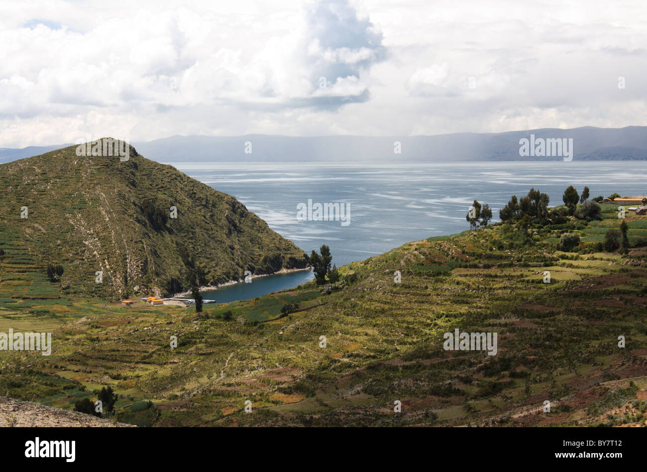 Il lago Titicaca dalla Isla del Sol Foto Stock