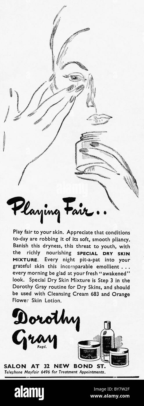 1940 compongono la pubblicità per i cosmetici GRIGI DOROTHY nella rivista femminile Foto Stock