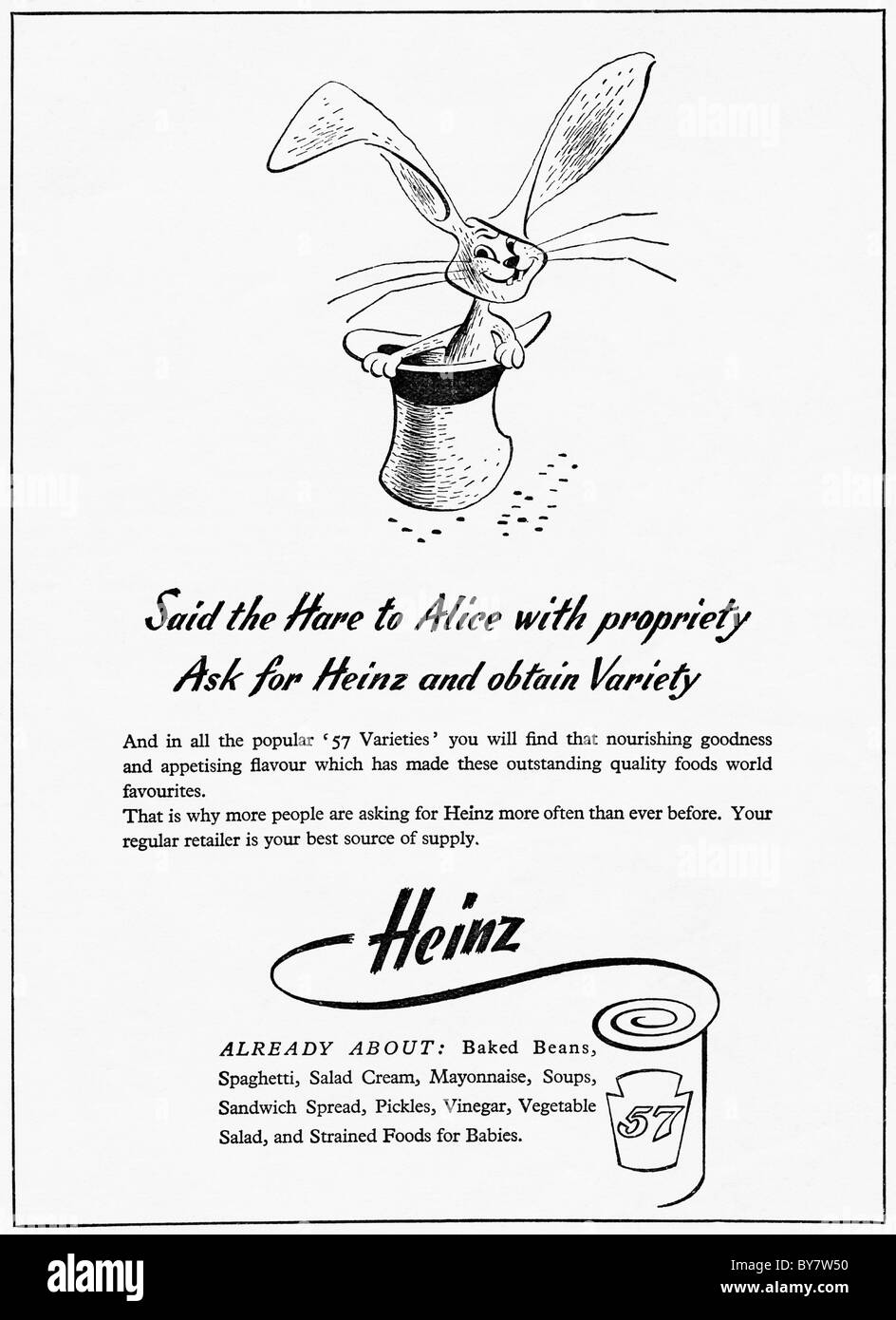 1940s pubblicità per HEINZ cibo inscatolato nella donna home economia magazine Foto Stock