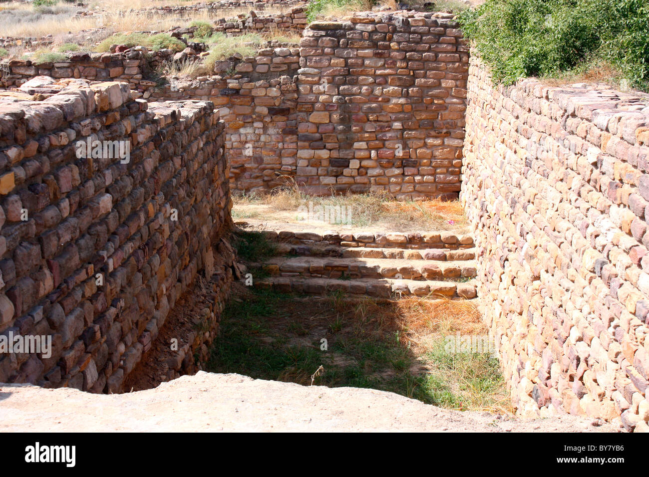 Rinvenuti resti di civiltà Harrappa a Dholavira, anicient sito della valle di Indus civiltà, Kutch,Gujarat, India Foto Stock