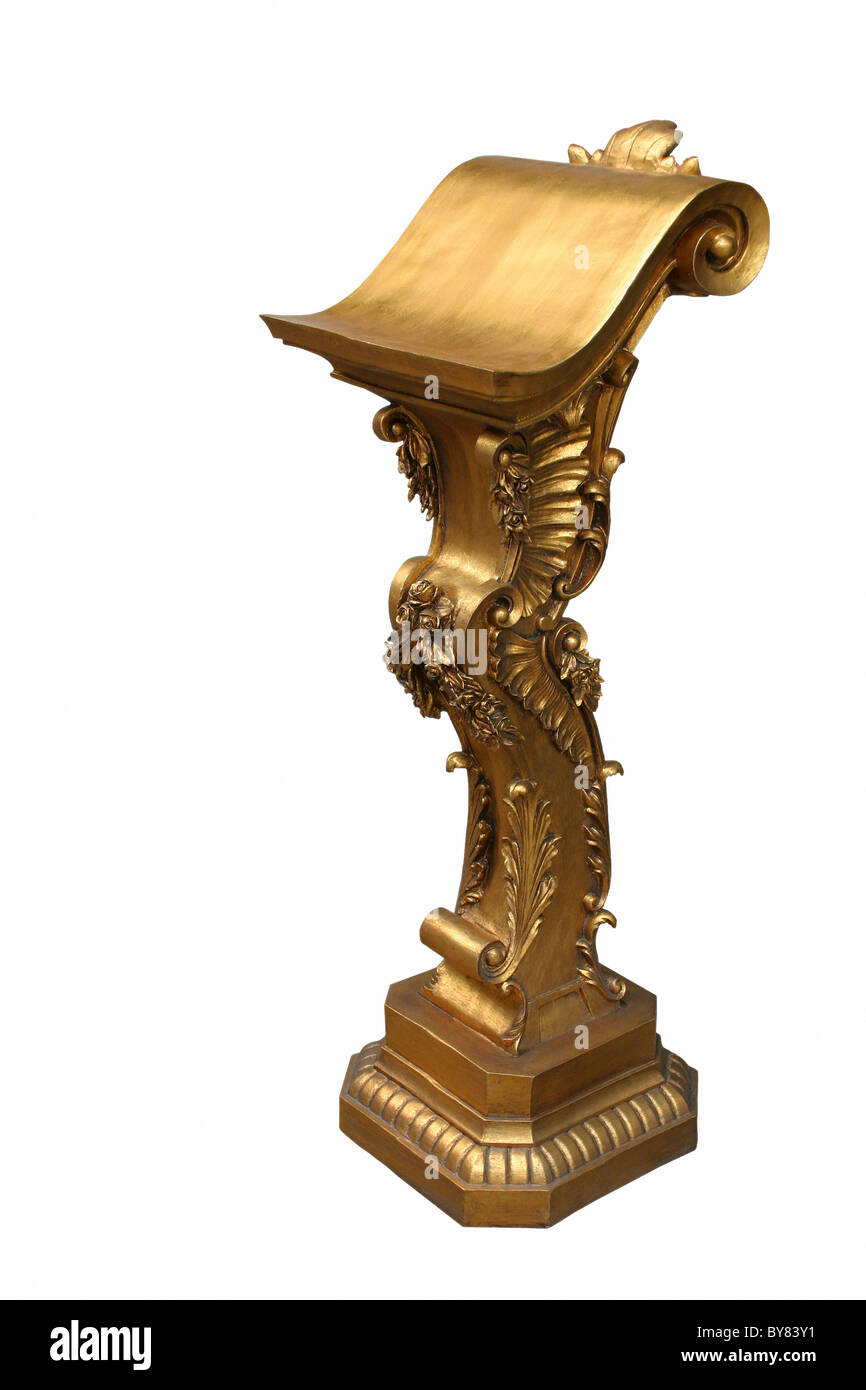 Decorato pulpito dorato, leggio. Foto Stock