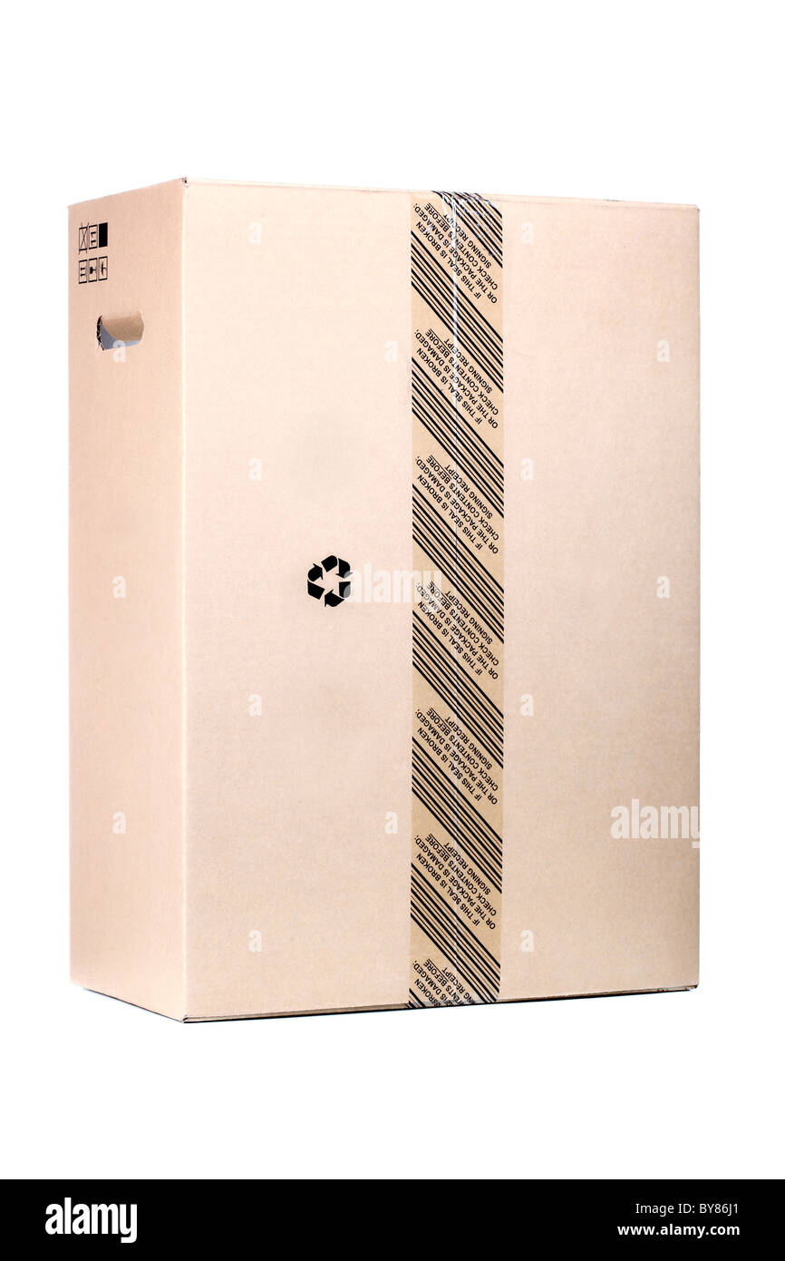 Classic cardbox ermeticamente isolato su sfondo bianco Foto Stock