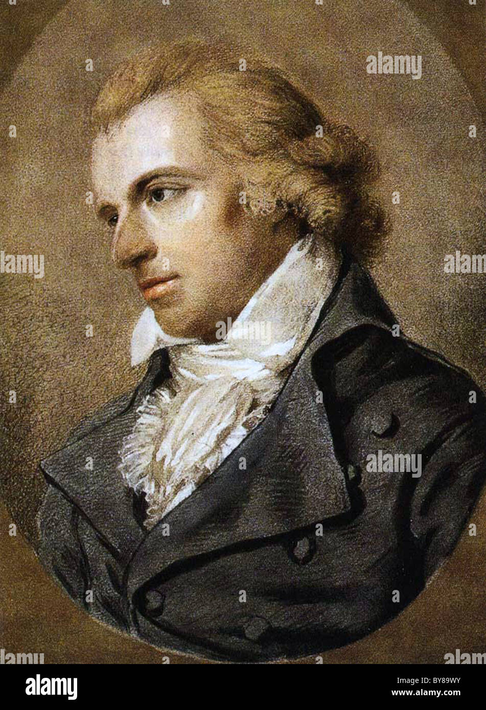 FRIEDRICH SCHILLER (1759-1805) poeta tedesco e storico chalk lavare disegno da Ludovika Simanowiz circa 1793 Foto Stock