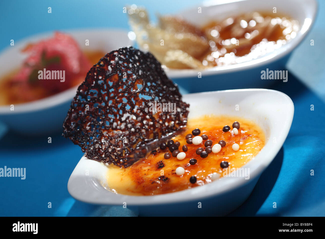 Creme brulee crema pasticcera Foto Stock