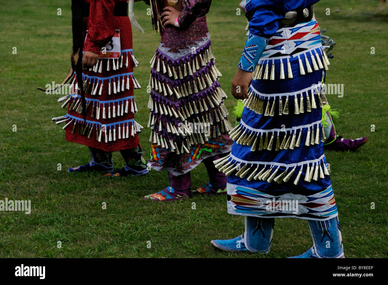Native American jingle ballerini al Cherokee Prenotazione Pow Wow Foto Stock