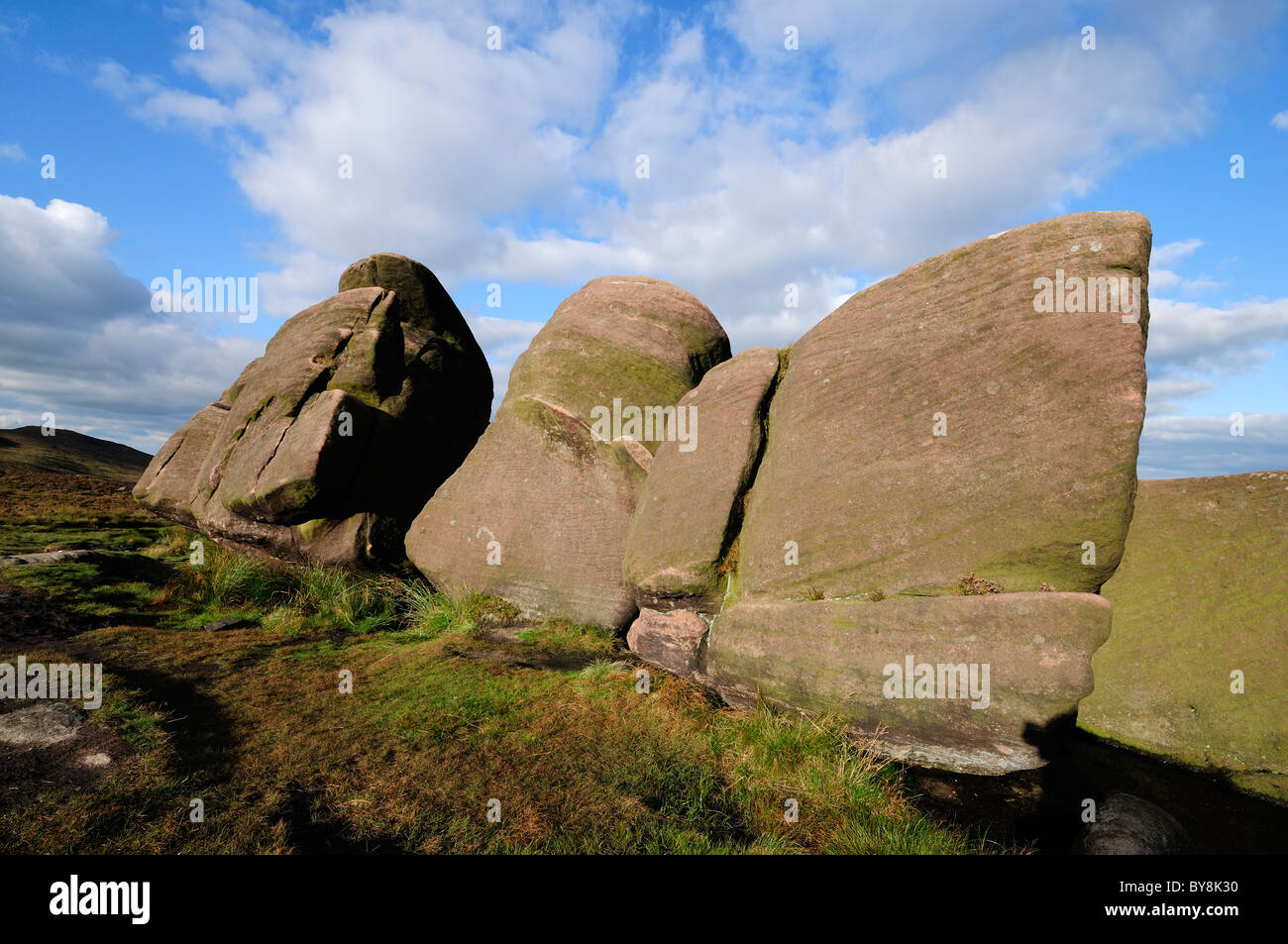 Formazione di roccia nel Peak District Foto Stock